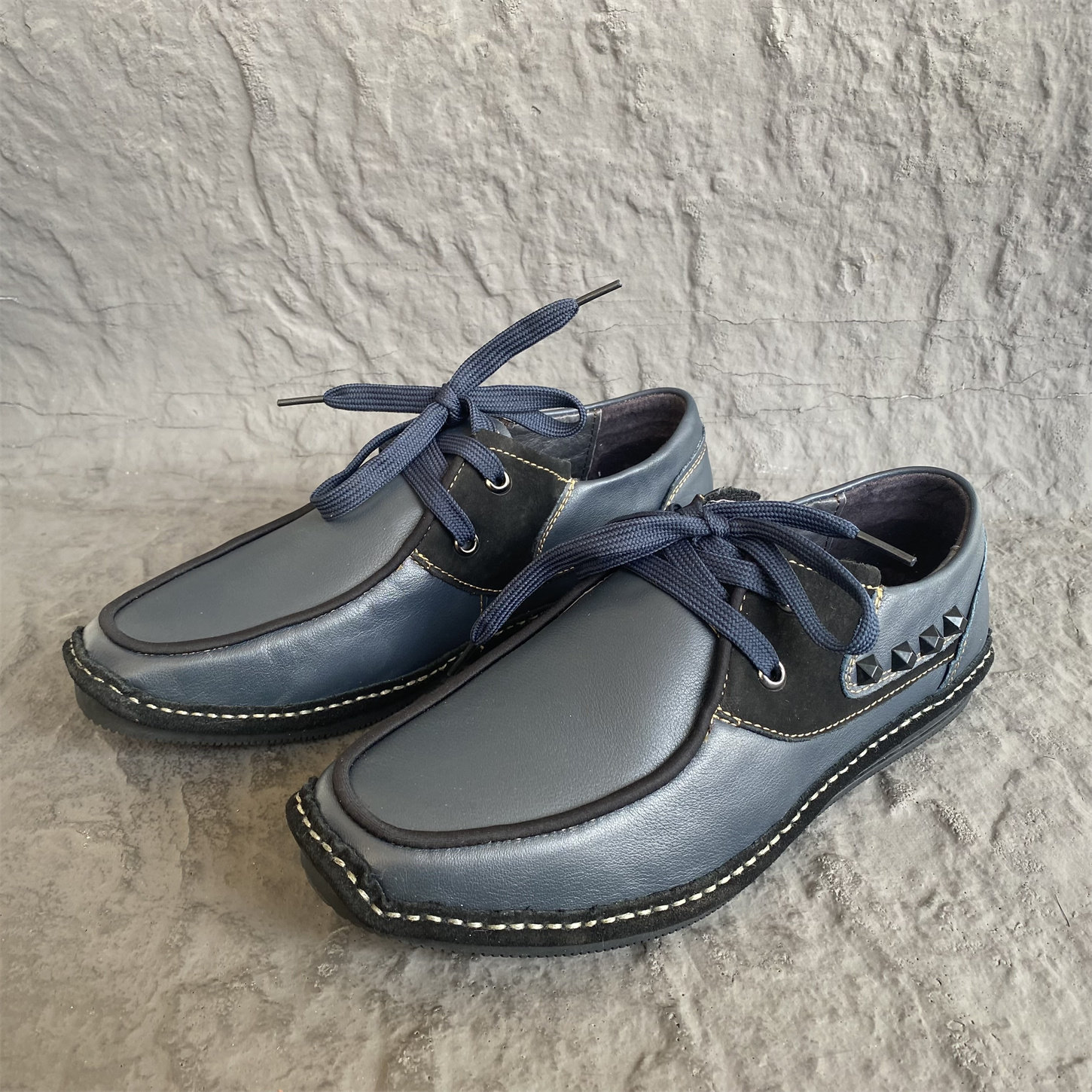 春秋款圆头系带软皮软底橡胶底耐磨防滑男鞋39/43码真皮牛皮鞋子