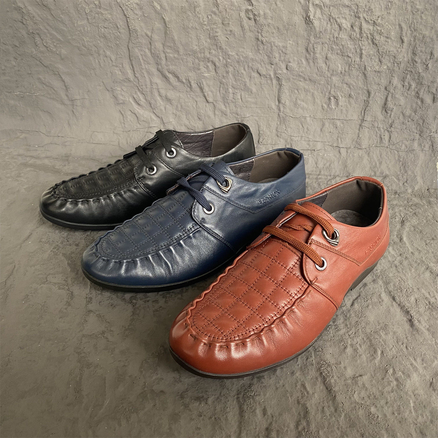 春秋款正品男鞋休闲圆头系带耐磨防滑工作鞋真皮头层牛皮透气鞋