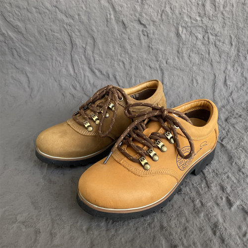 欧洲站美洲象头层牛皮工装鞋