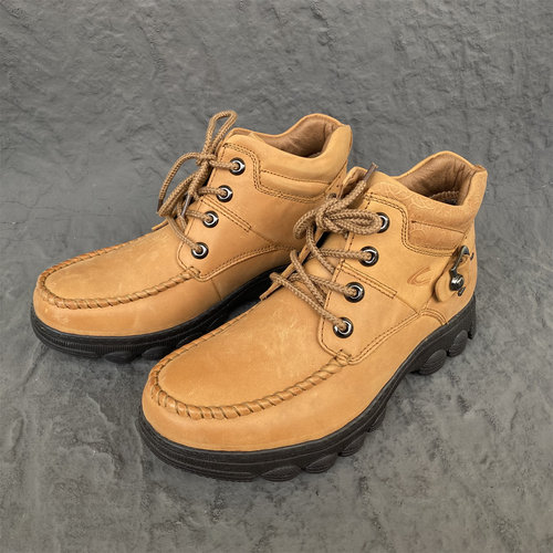 英伦头层牛皮高帮保暖男士棉靴