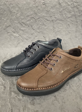 骆TUO动感正品新款防滑耐磨系带真皮头层牛皮圆头休闲缝线工装鞋