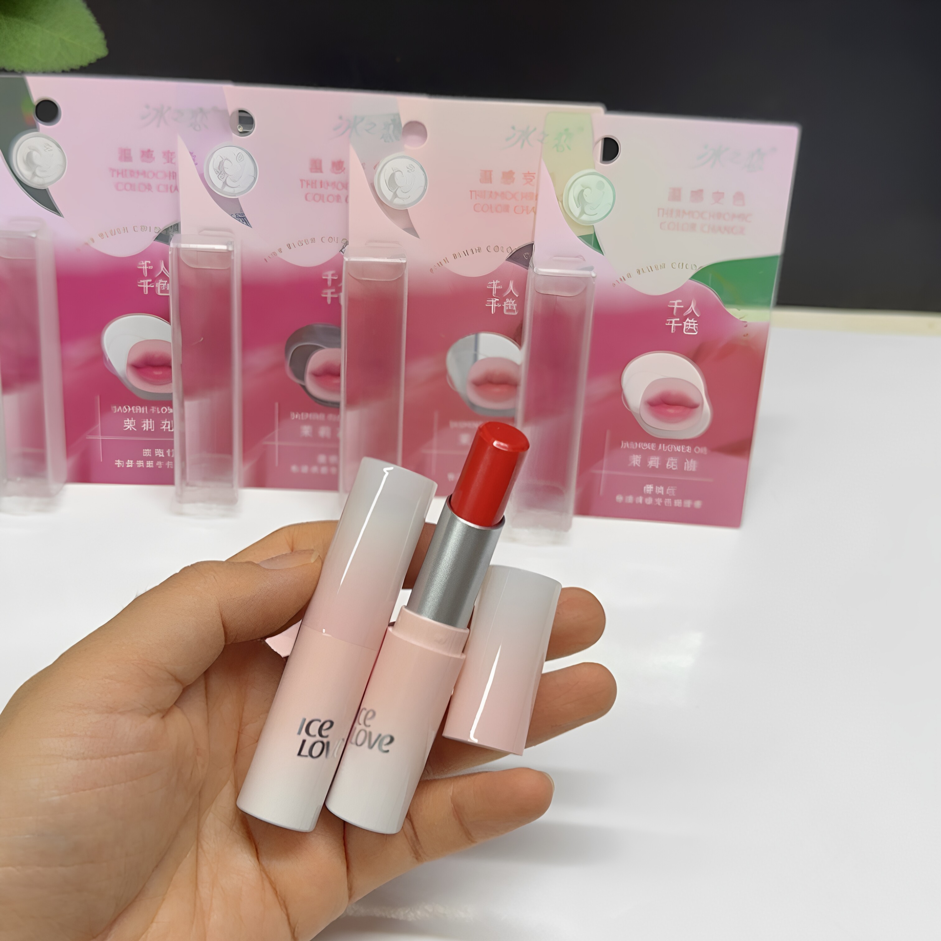 新品冰之恋粉漾变色润唇膏樱桃红玫瑰香茉莉花油淡颜口红早八素颜