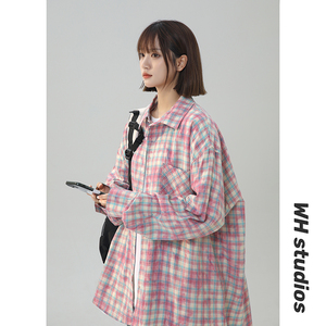纯棉抖音品质休闲宽松衬衫外套618-CS555-P50控78女模图片