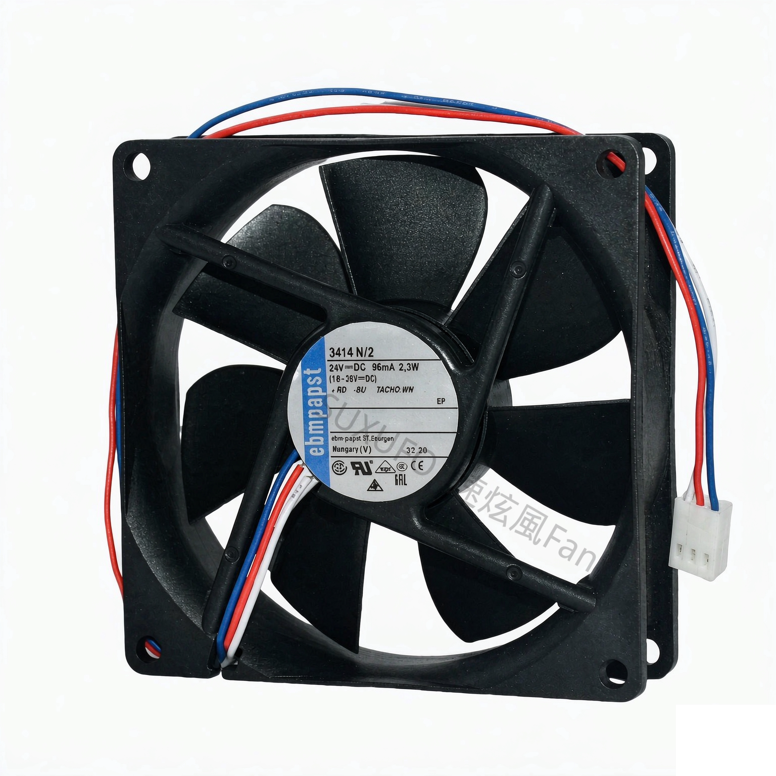 全新ebmpapst 散热风扇 3414N/2直流风机24V 2.3W 9225 9.2CM厘米