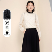 冬季 法式 风蕾丝衫 3S女装 女长袖 木耳花边领显瘦百搭上衣