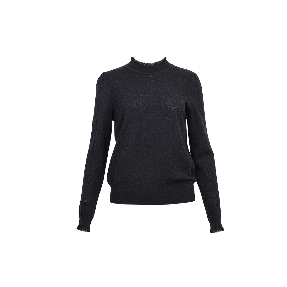 3S女装黑色高领毛针织衫女长袖修身保暖含绵羊毛打底衫上衣