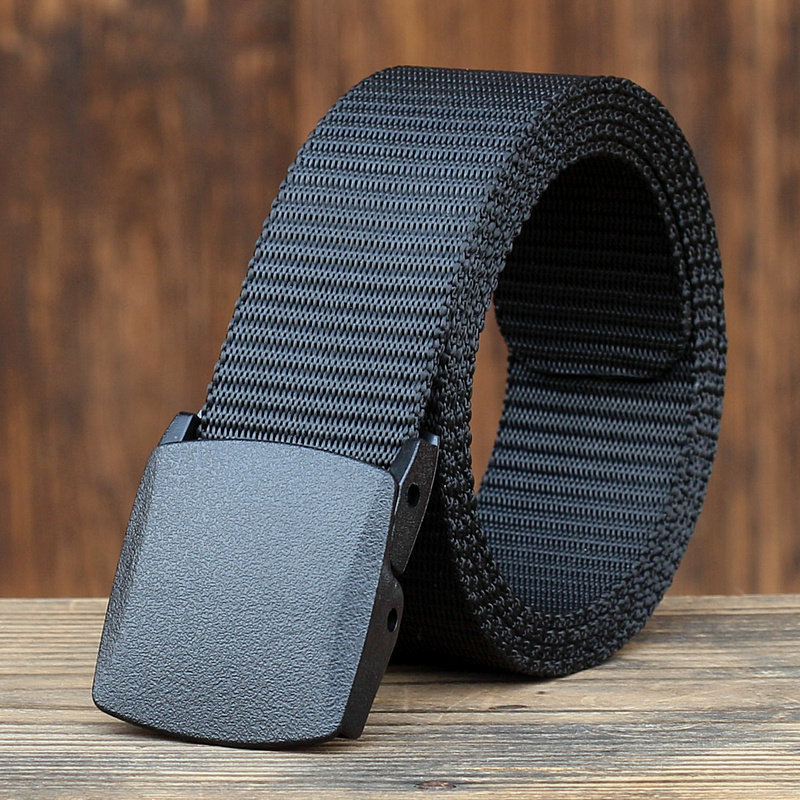 帆布皮带潮男士男生款腰带正品裤带百搭休闲塑料扣无金属过安检门