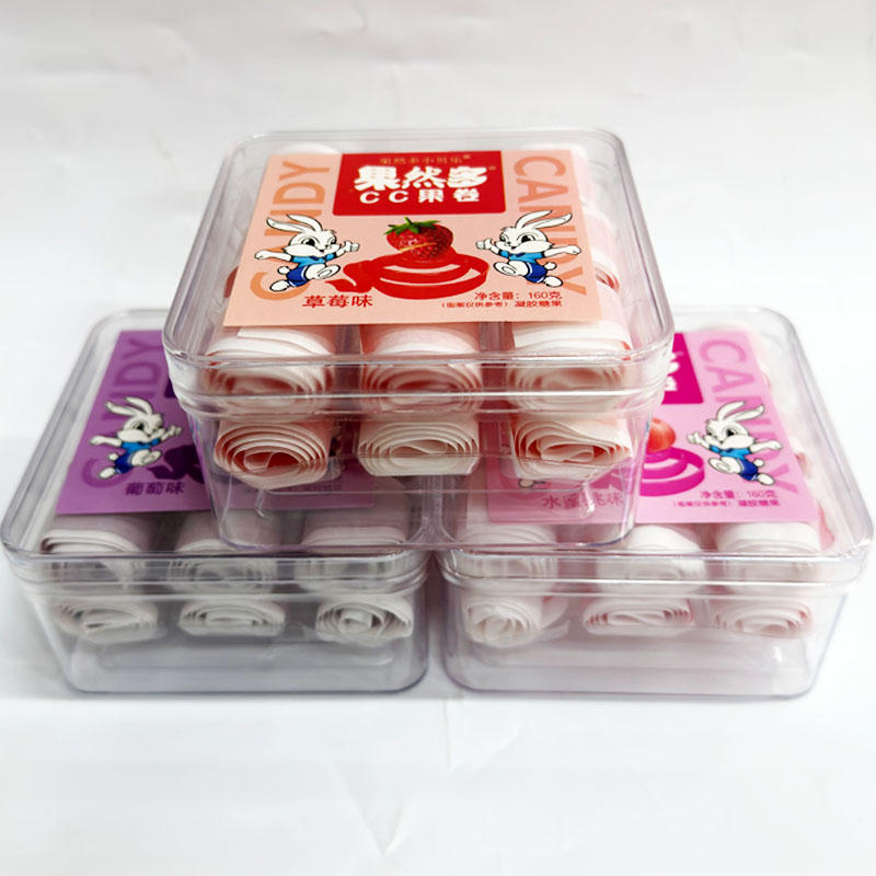 批发果然多CC果卷160g(16卷)盒装草莓水蜜桃葡萄味凝胶软糖果零食