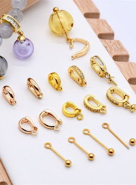 厚镀高保色电镀金铜多用扣吊坠扣 银9字针竖穿项链扣diy饰品配件