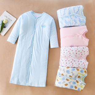 睡衣夹棉加厚睡袋中大童纯棉保暖加长款 冬季 儿童睡袍男童女童长袖