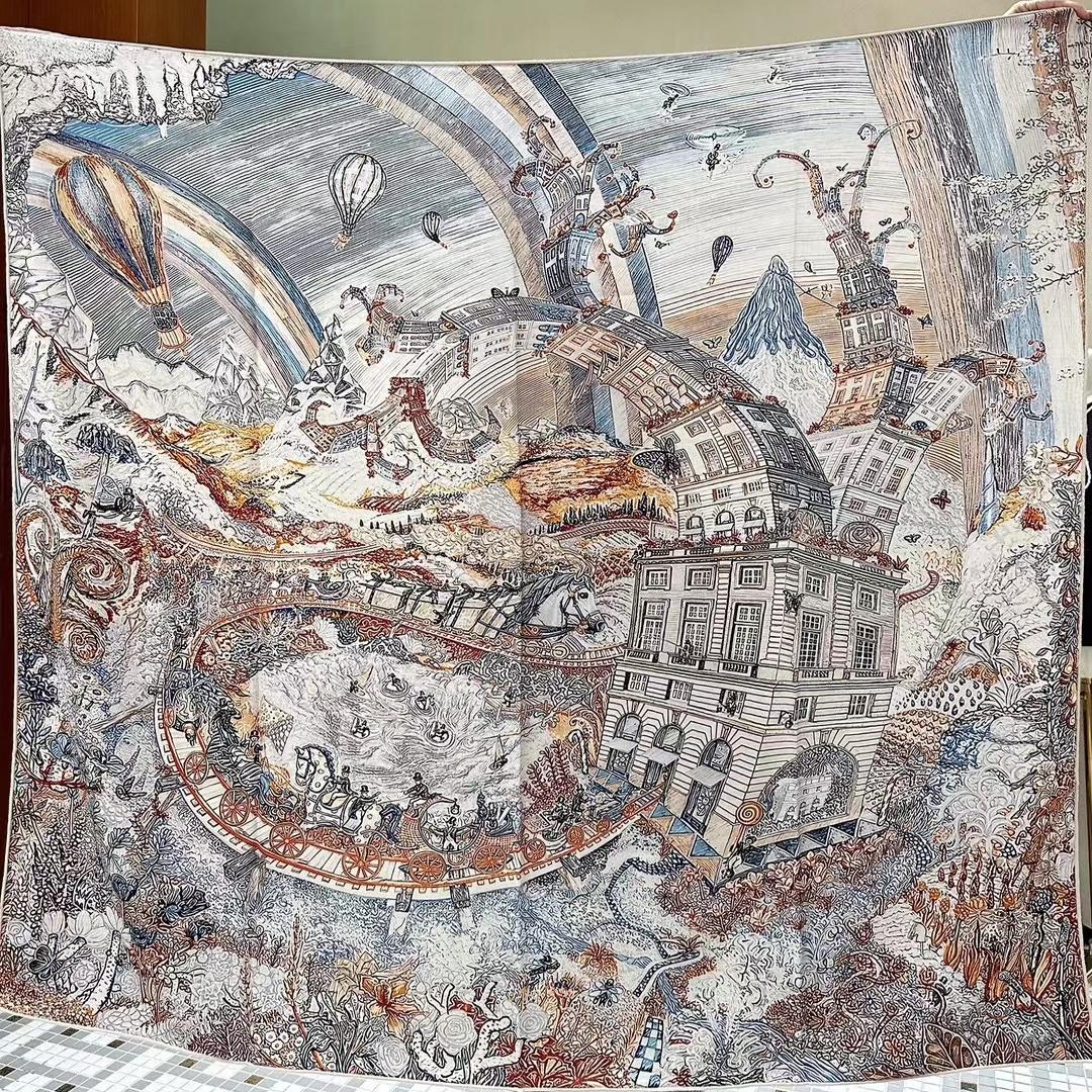 【翱翔福宝】专柜同款双面同色真丝澳毛丝毛140大方巾保暖围巾女