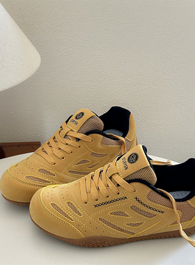 德训鞋/黄色运动休闲鞋男2025年秋季新品网面透气情侣板鞋