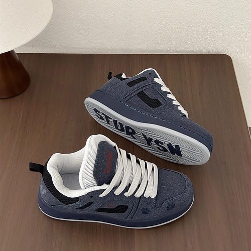 复古经典深蓝色面包鞋男鞋2025年秋季情侣休闲板鞋学生百搭运动鞋