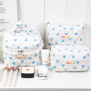 可爱蝴蝶结化妆包ins女性手提洗漱包旅行便携化妆品收纳包小清新