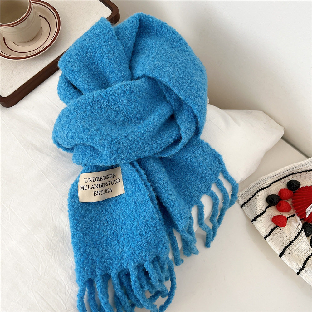 韩国代购同款氛围感绿色80%羊毛围巾女冬季百搭情侣保暖羊绒围脖