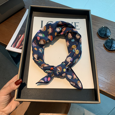 日漫卡通纯棉百搭日系小方巾通勤叠穿领巾头巾棉质丝巾小方巾颈巾