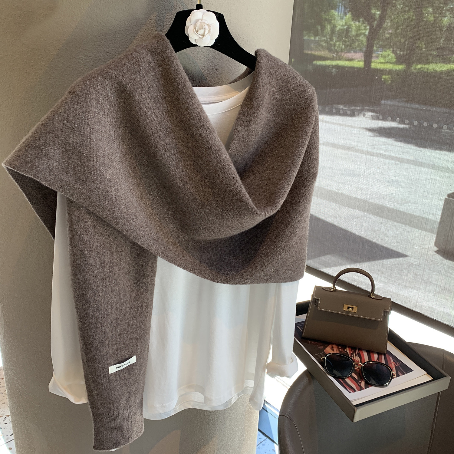 韩国东大门100%澳洲羊毛披肩女外搭高级感松弛不规则慵懒风围巾,服饰配件/皮带/帽子/围巾,围巾/丝巾/披肩,淘宝优惠券,粉丝福利购,淘宝优惠卷