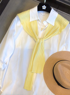 网红轻薄针织披肩薄款装饰外搭坎肩空调室护颈脖子小围巾护肩黑色