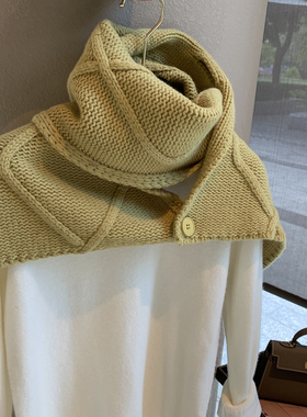 韩国东大门100%澳洲羊毛纽扣围巾脖套披肩两用冬季新款保暖百搭