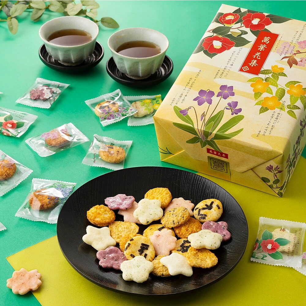 日本直邮 煎饼礼品仙贝点心万叶花集三州总本铺虾味海苔芝麻虾味