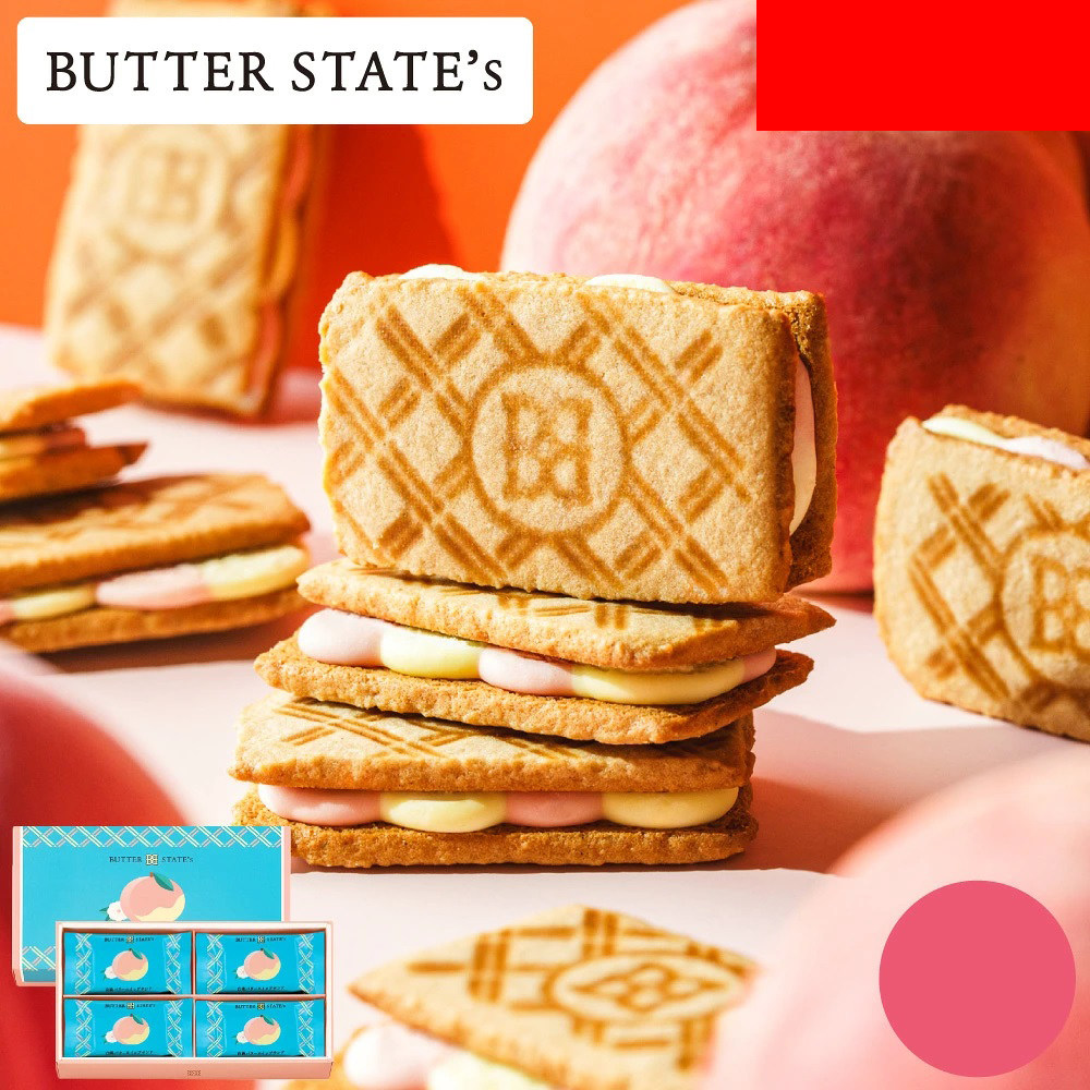 日本直邮 Butter States 白桃黄油奶油夹心酥饼 夹心饼干 8个装