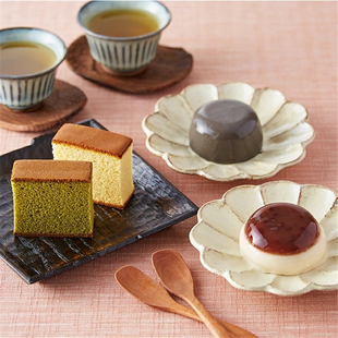 料亭 红豆黑芝麻布丁 布丁海绵蛋糕组合 日本直邮 抹茶蛋糕 1盒