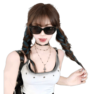 假发辫子女挑染马尾多巴胺麻花长辫子发饰彩色发束假发圈编发神器