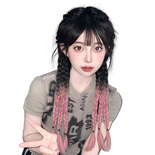 假发辫子女甜酷挑染仿真发新中式双马尾抓夹长辫子发饰麻花辫假发