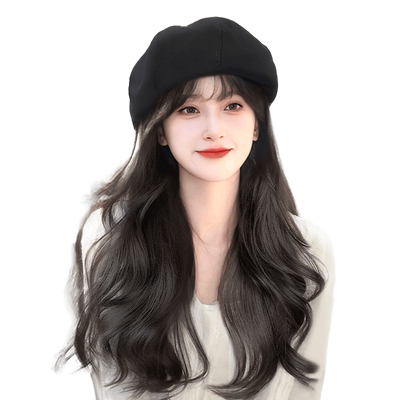 帽子假发一体女款2025秋冬新款