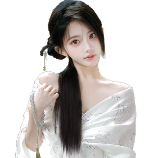 新中式假发辫女高马尾仿真抓夹侧边马尾假发辫子汉服旗袍发簪头饰