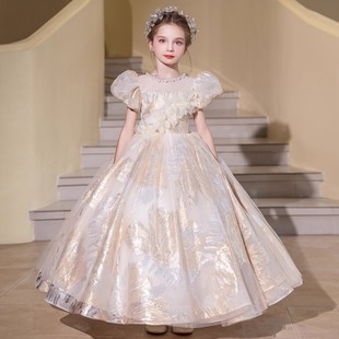 女童礼服2025秋冬新款泡泡袖法式简约走秀钢琴女童礼服外贸货源