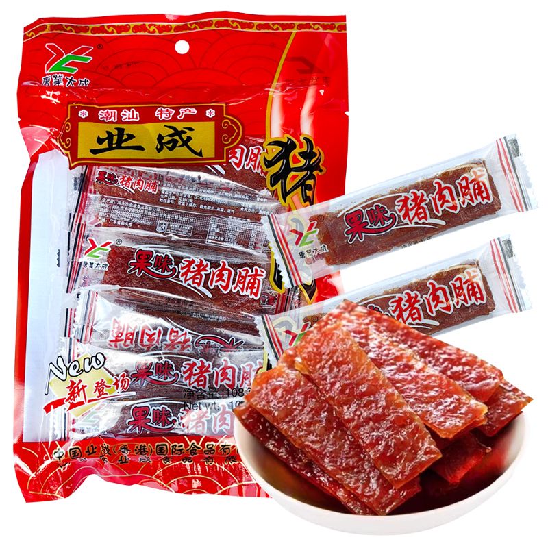 唐业大成潮汕特产业成果汁猪肉脯108g办公室夜宵好吃零食特价批发