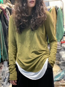 强烈推荐的自留款！面膜T恤 舒适气质假两件强粘棉宽松显瘦打底衫