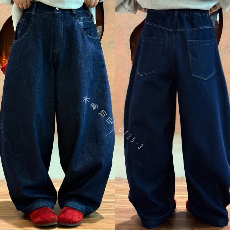 木易初见0135原创设计师款复古文艺风宽松阔腿百搭显瘦加绒牛仔裤,女装/女士精品,牛仔裤,淘宝优惠券,粉丝福利购,淘宝优惠卷