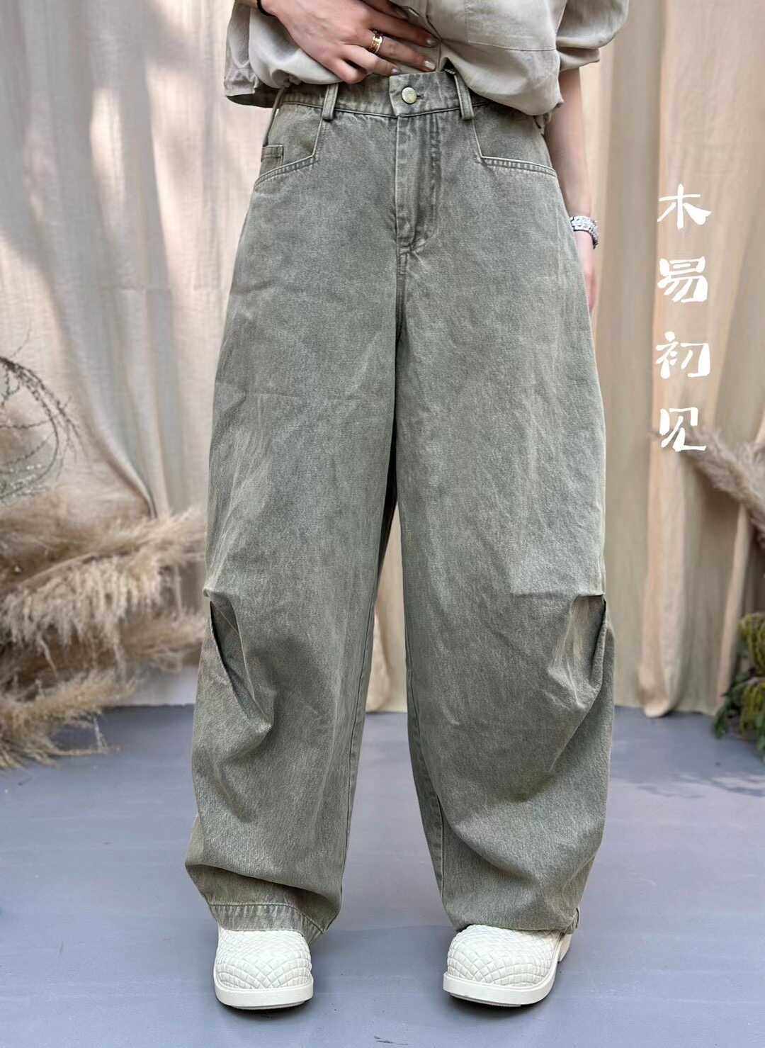 木易初见0085春季新品原创设计感牛仔阔腿裤 帅气显瘦阔腿老爹裤,女装/女士精品,牛仔裤,淘宝优惠券,粉丝福利购,淘宝优惠卷