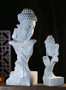 青砂石不语佛禅意景观造景摆件