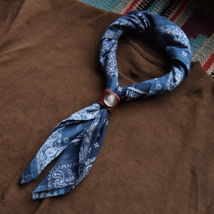 美式复古手工牛皮方巾扣工装机车原宿风服饰搭配小众质感原创个性