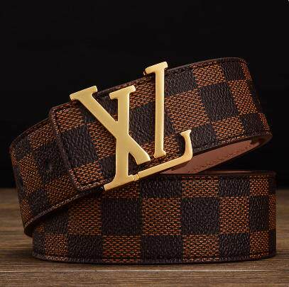 thumbnail for The first layer of leather V-buckle leather belt, H letter plaid trouser belt, smooth inner buckle, XL men's and women's fashion trends, Korean version is versatile