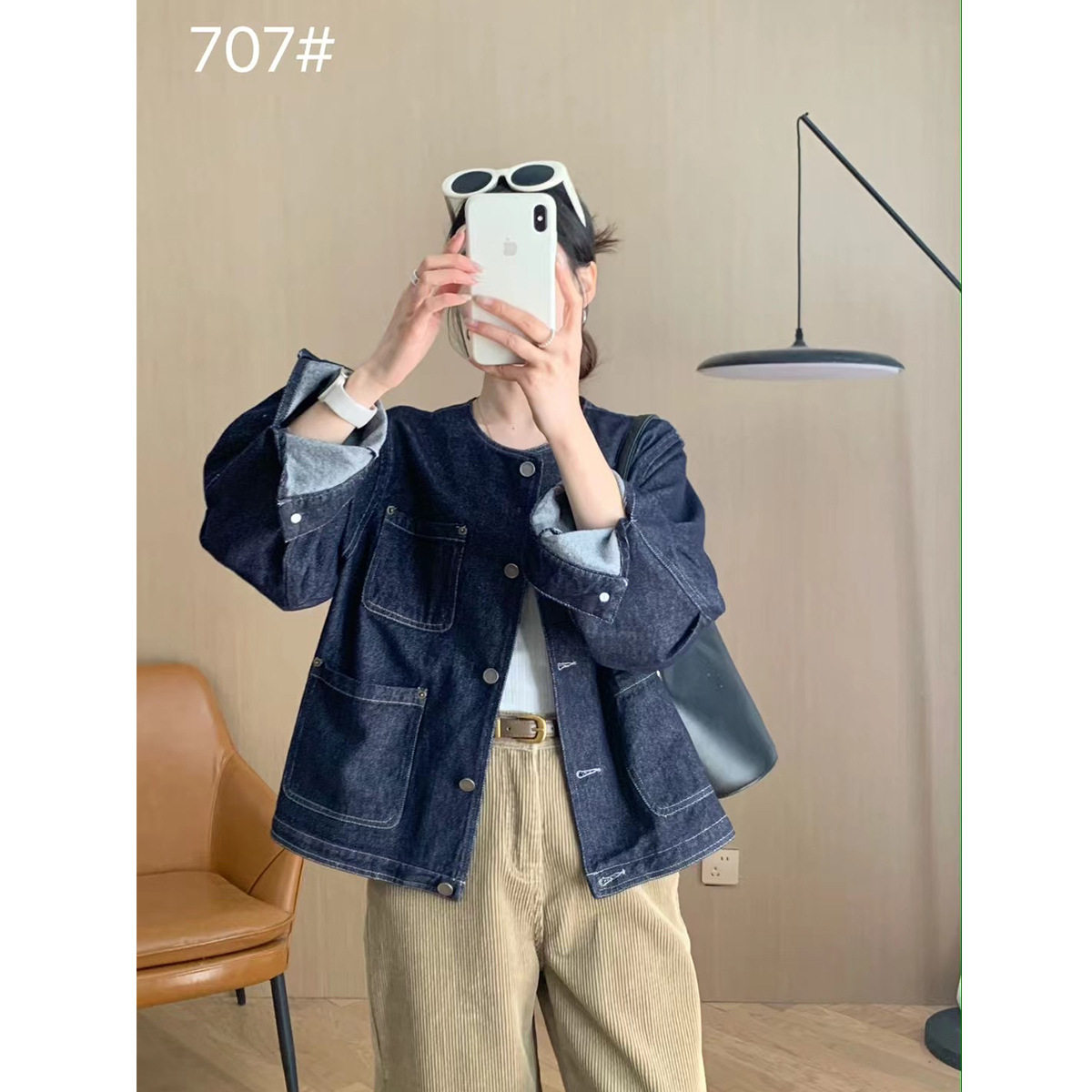 韩系高级感文艺气质水洗深色牛仔外套女2025春秋装新款衬衫夹克