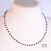高贵4MM黑白相间奥地利水晶项链女锁骨颈链高级感时尚 轻奢气质