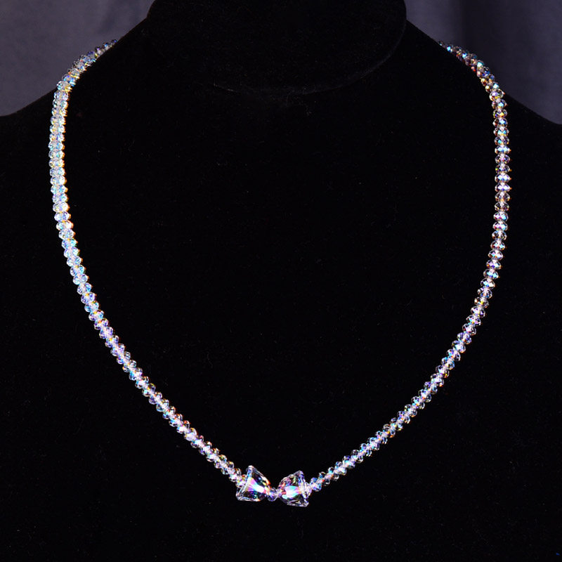 精致款小丑鱼蝴蝶结项链女简约奥地利水晶颈链女闪亮轻奢小众饰品