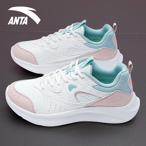 安踏女鞋跑鞋防水轻便减震运动鞋