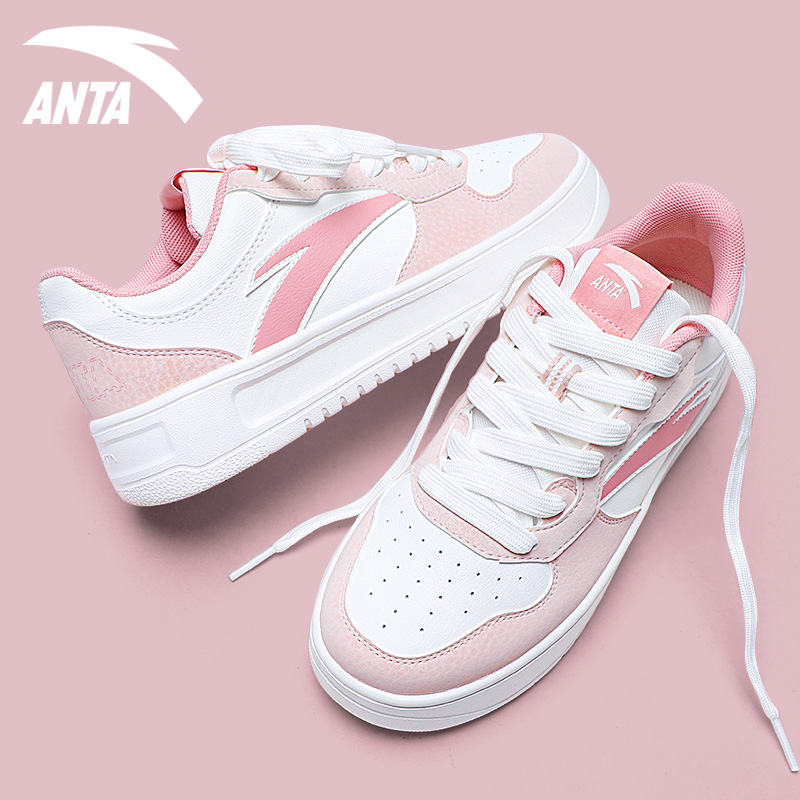 安踏轻松板鞋女鞋厚底休闲小白鞋