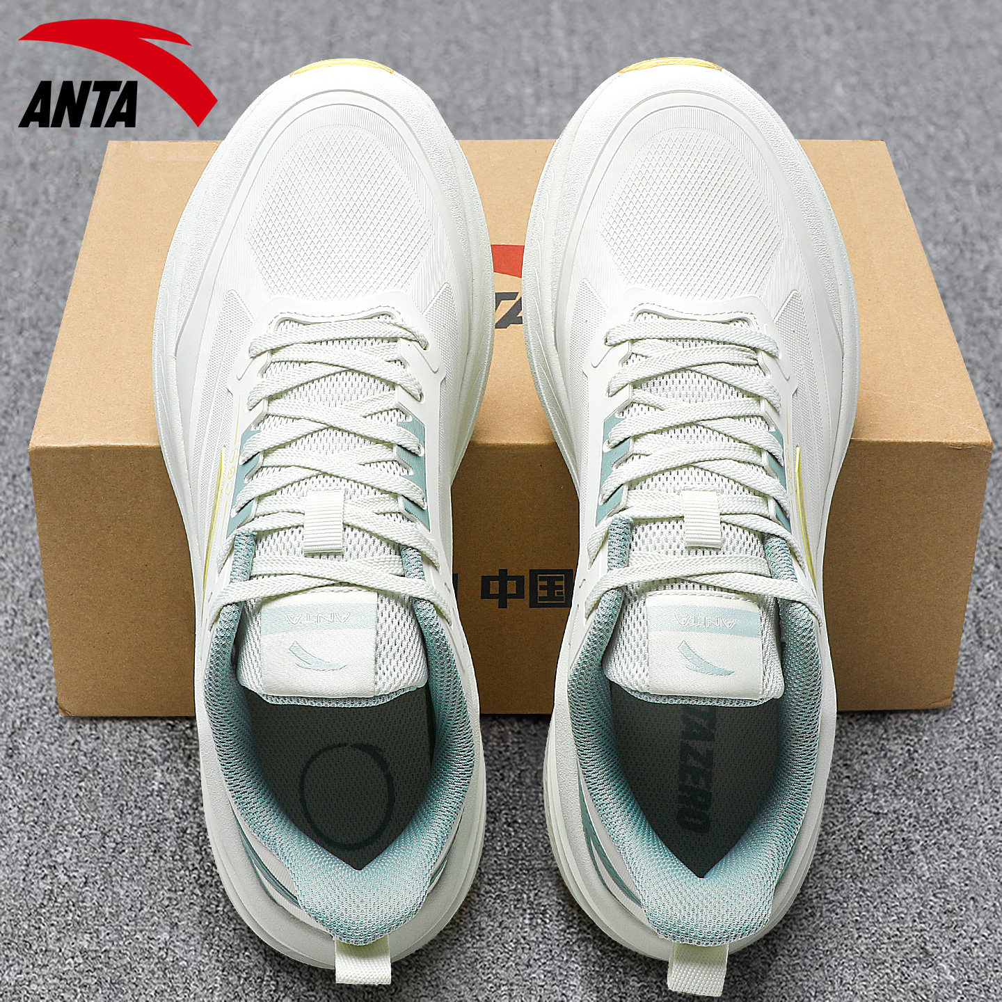 安踏跑步鞋男鞋皮面防泼水运动鞋