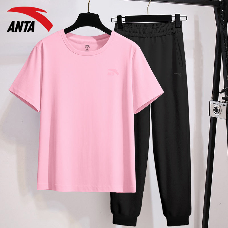 安踏短袖长裤套装女款休闲运动服图片