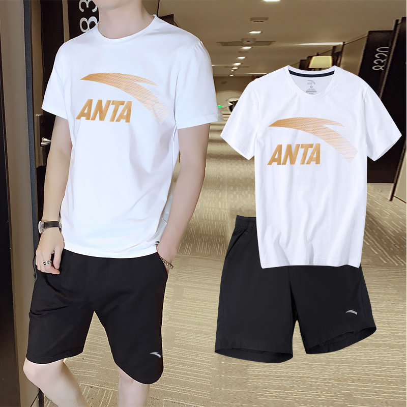 ANTA 운동복 남성 공식 홈페이지 주력 2024 여름 신작 반팔 티셔츠 남성 반바지 운동복