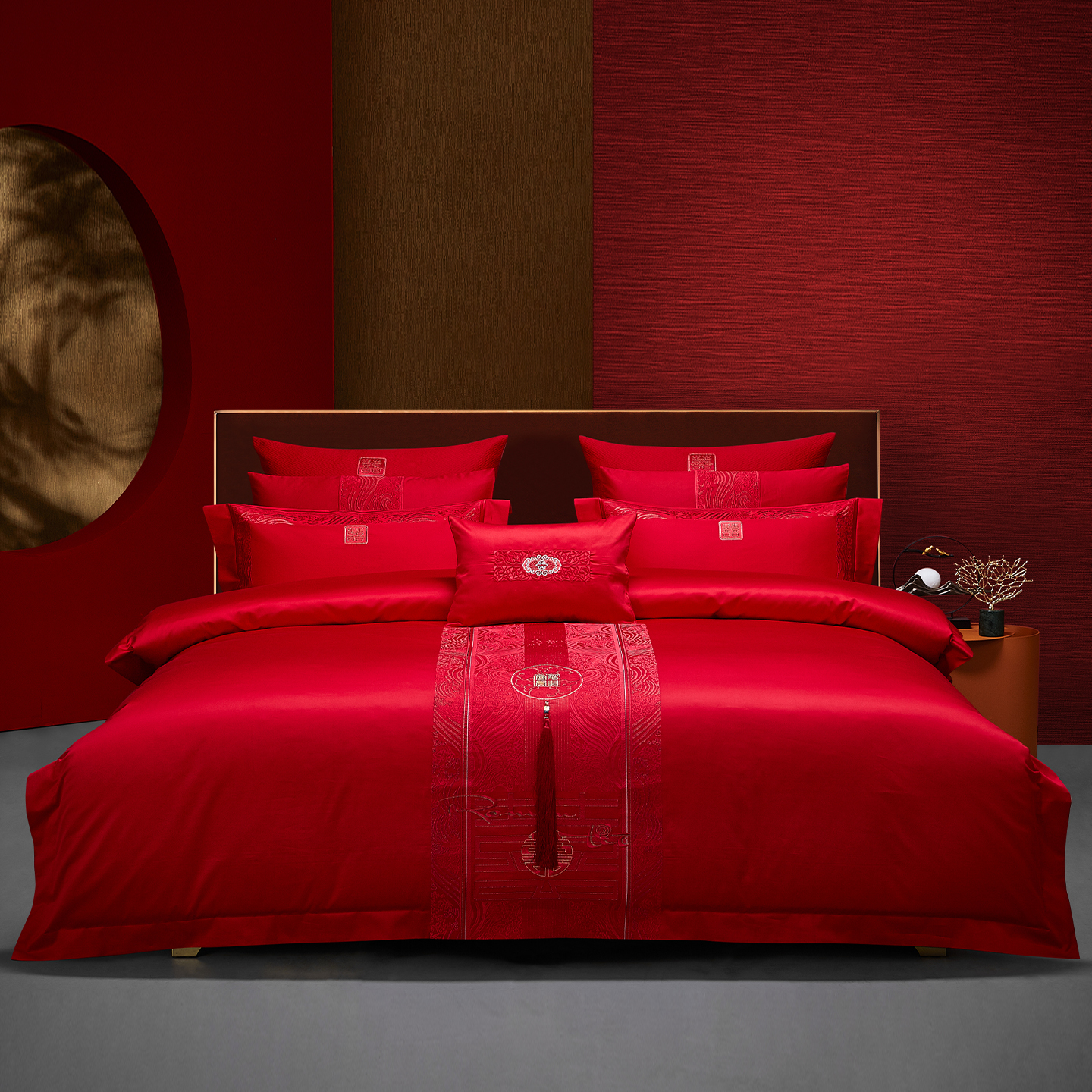 全棉陪嫁礼床单被套四件套十件套