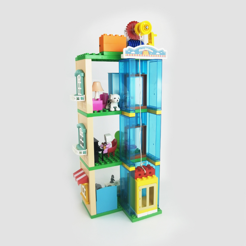 积木齿轮拼装升降电梯拼搭
