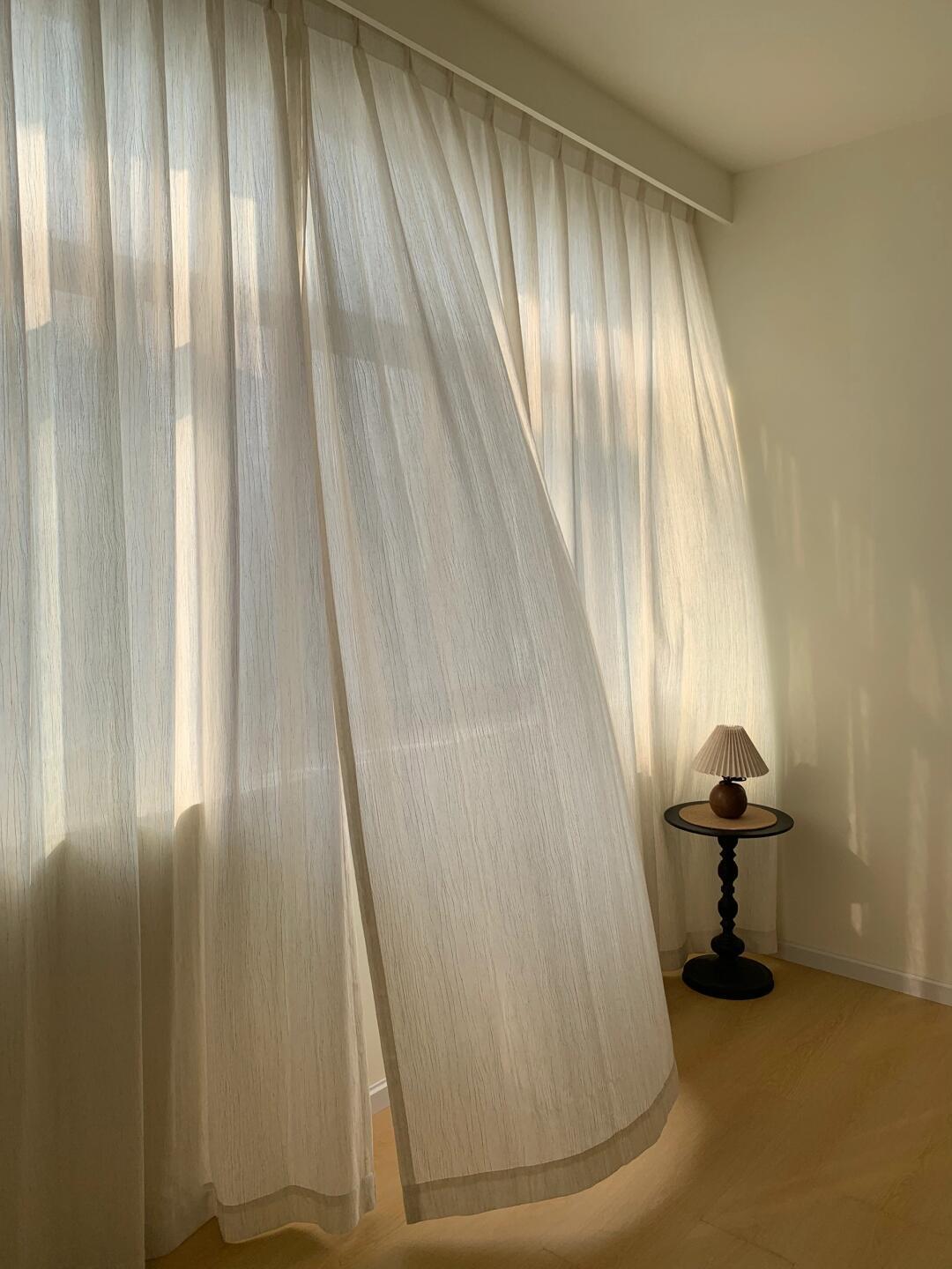 奶油风亚麻纱窗帘透光不透人棉麻纱帘氛围感客厅卧室阳台遮阳防晒