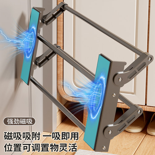 磁吸双层可折叠门后壁挂鞋架